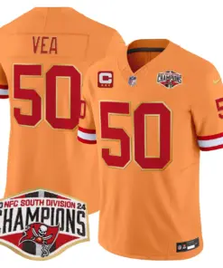 Baker Mayfield Tampa Bay Buccaneers Nike Gold Trim 2024 NFC South Division Champions Patch Vapor Limited Stitched Jersey - Orange - Image 20