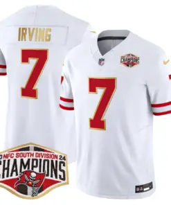 Baker Mayfield Tampa Bay Buccaneers Nike Gold Trim 2024 NFC South Division Champions Patch Vapor Limited Stitched Jersey - Orange - Image 23