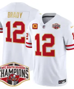 Baker Mayfield Tampa Bay Buccaneers Nike Gold Trim 2024 NFC South Division Champions Patch Vapor Limited Stitched Jersey - Orange - Image 24
