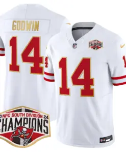 Baker Mayfield Tampa Bay Buccaneers Nike Gold Trim 2024 NFC South Division Champions Patch Vapor Limited Stitched Jersey - Orange - Image 26