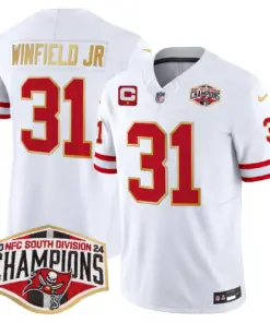 Baker Mayfield Tampa Bay Buccaneers Nike Gold Trim 2024 NFC South Division Champions Patch Vapor Limited Stitched Jersey - Orange - Image 28