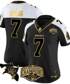 Alternative view of Baker Mayfield Tampa Bay Buccaneers Nike Women's 2024 NFC South Division Champions Patch Gold Vapor Limited Stitched Jersey - Black
