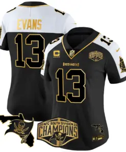 Baker Mayfield Tampa Bay Buccaneers Nike Women's 2024 NFC South Division Champions Patch Gold Vapor Limited Stitched Jersey - Black - Image 4