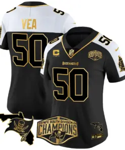 Baker Mayfield Tampa Bay Buccaneers Nike Women's 2024 NFC South Division Champions Patch Gold Vapor Limited Stitched Jersey - Black - Image 6