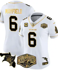 Baker Mayfield Tampa Bay Buccaneers Nike Women's 2024 NFC South Division Champions Patch Gold Vapor Limited Stitched Jersey - Black - Image 9