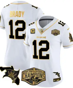 Baker Mayfield Tampa Bay Buccaneers Nike Women's 2024 NFC South Division Champions Patch Gold Vapor Limited Stitched Jersey - Black - Image 11
