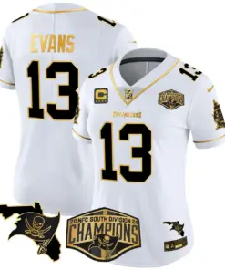 Baker Mayfield Tampa Bay Buccaneers Nike Women's 2024 NFC South Division Champions Patch Gold Vapor Limited Stitched Jersey - Black - Image 12