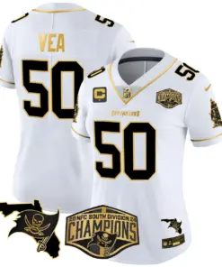 Baker Mayfield Tampa Bay Buccaneers Nike Women's 2024 NFC South Division Champions Patch Gold Vapor Limited Stitched Jersey - Black - Image 14