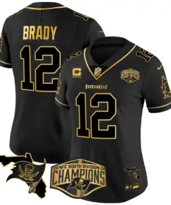 Baker Mayfield Tampa Bay Buccaneers Nike Women's 2024 NFC South Division Champions Patch Gold Vapor Limited Stitched Jersey - Black - Image 19