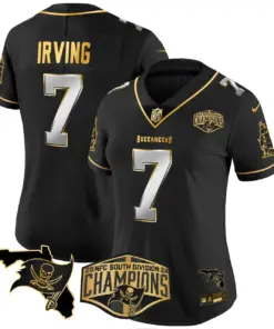 Baker Mayfield Tampa Bay Buccaneers Nike Women's 2024 NFC South Division Champions Patch Gold Vapor Limited Stitched Jersey - Black - Image 26