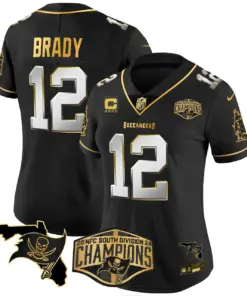 Baker Mayfield Tampa Bay Buccaneers Nike Women's 2024 NFC South Division Champions Patch Gold Vapor Limited Stitched Jersey - Black - Image 27