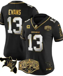 Baker Mayfield Tampa Bay Buccaneers Nike Women's 2024 NFC South Division Champions Patch Gold Vapor Limited Stitched Jersey - Black - Image 28