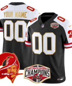 Alternative view of Tampa Bay Buccaneers Nike Gold Trim 2024 NFC South Division Champions Patch Vapor Custom Limited Stitched Jersey - Orange