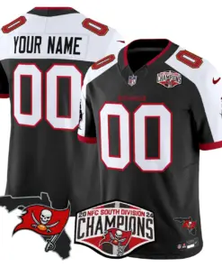 Tampa Bay Buccaneers Nike 2024 NFC South Division Champions Patch Vapor Custom Limited Stitched Jersey - Anthracite