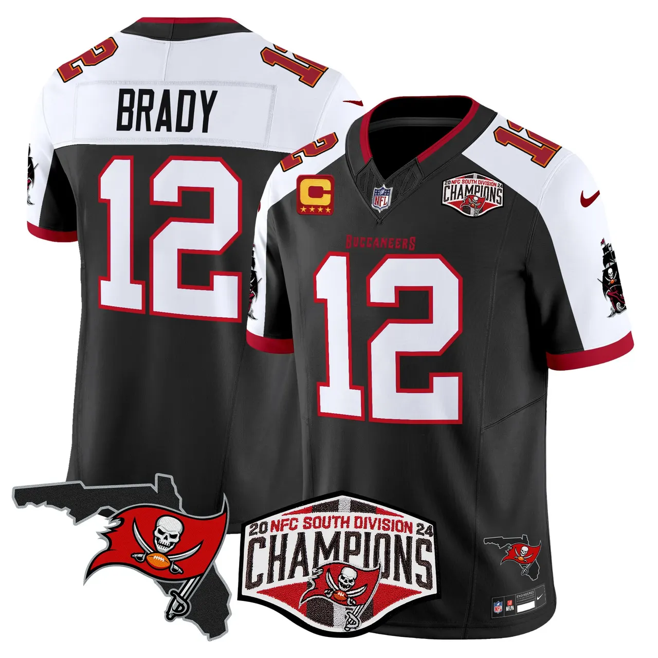 Baker Mayfield Tampa Bay Buccaneers Nike 2024 NFC South Division Champions Patch Vapor Limited Stitched Jersey - Anthracite - Image 2