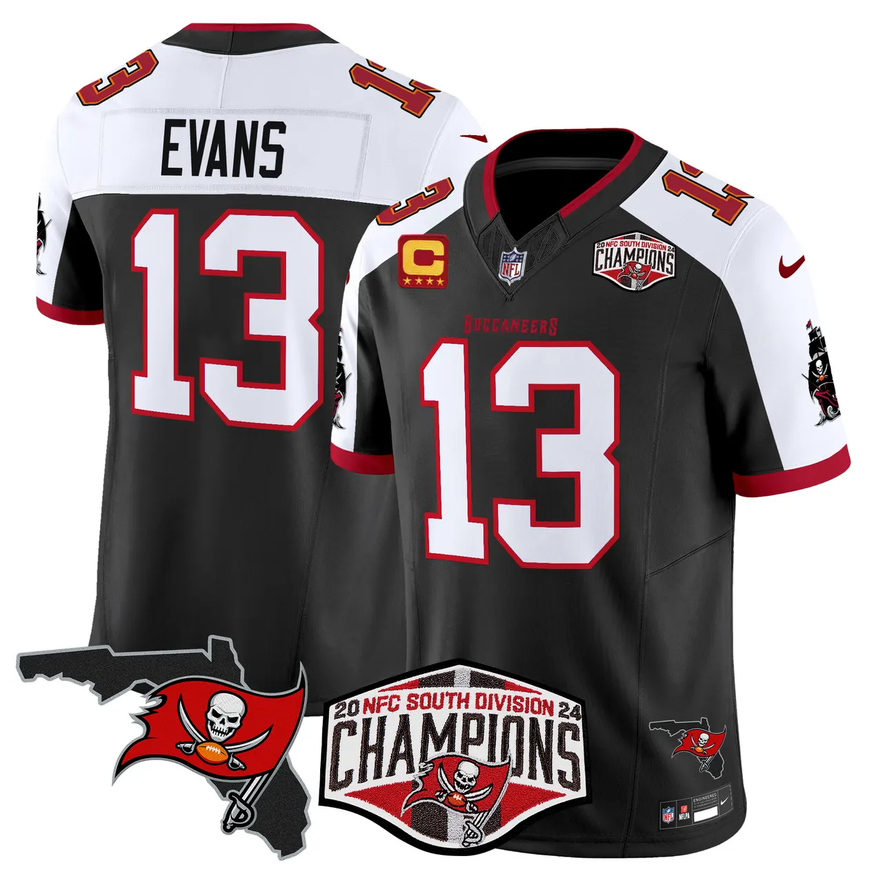Baker Mayfield Tampa Bay Buccaneers Nike 2024 NFC South Division Champions Patch Vapor Limited Stitched Jersey - Anthracite - Image 3