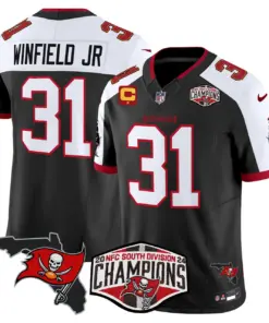 Baker Mayfield Tampa Bay Buccaneers Nike 2024 NFC South Division Champions Patch Vapor Limited Stitched Jersey - Anthracite - Image 6