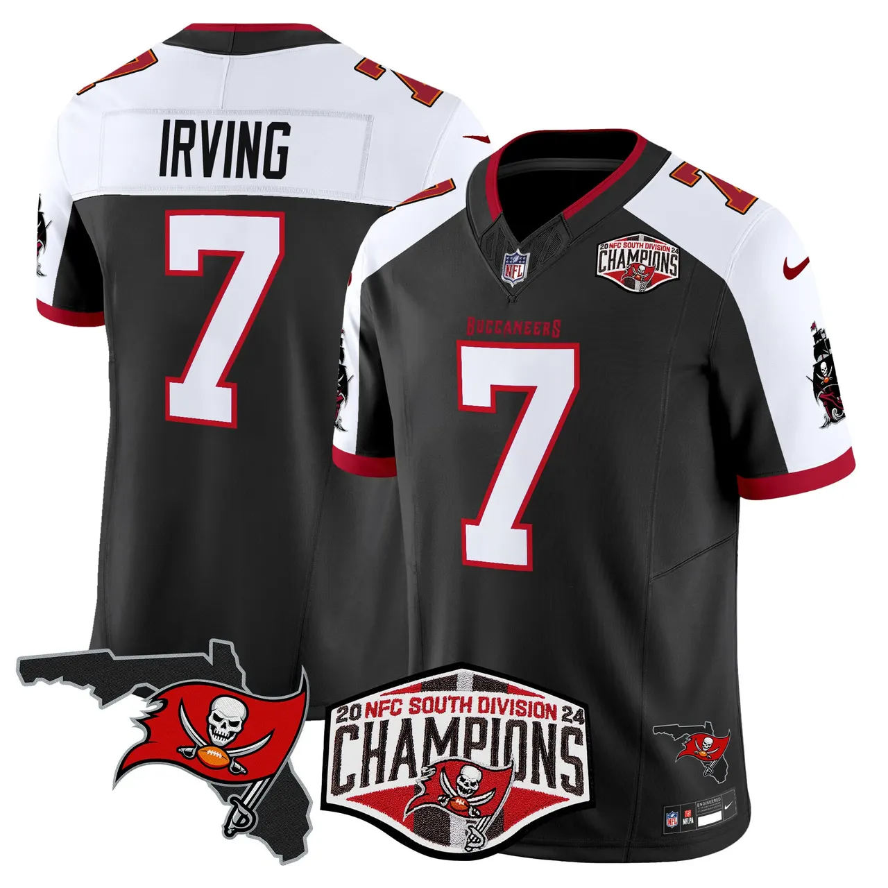 Baker Mayfield Tampa Bay Buccaneers Nike 2024 NFC South Division Champions Patch Vapor Limited Stitched Jersey - Anthracite - Image 7