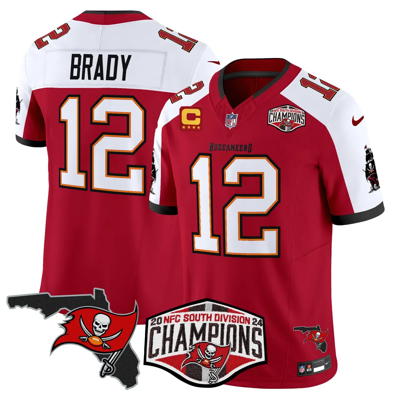Baker Mayfield Tampa Bay Buccaneers Nike 2024 NFC South Division Champions Patch Vapor Limited Stitched Jersey - Anthracite - Image 9