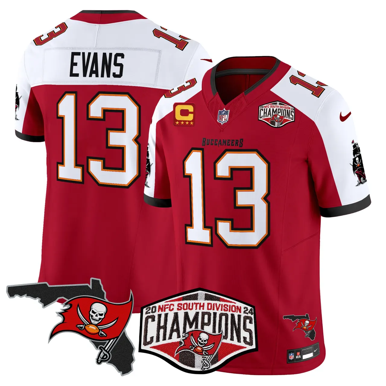 Baker Mayfield Tampa Bay Buccaneers Nike 2024 NFC South Division Champions Patch Vapor Limited Stitched Jersey - Anthracite - Image 10