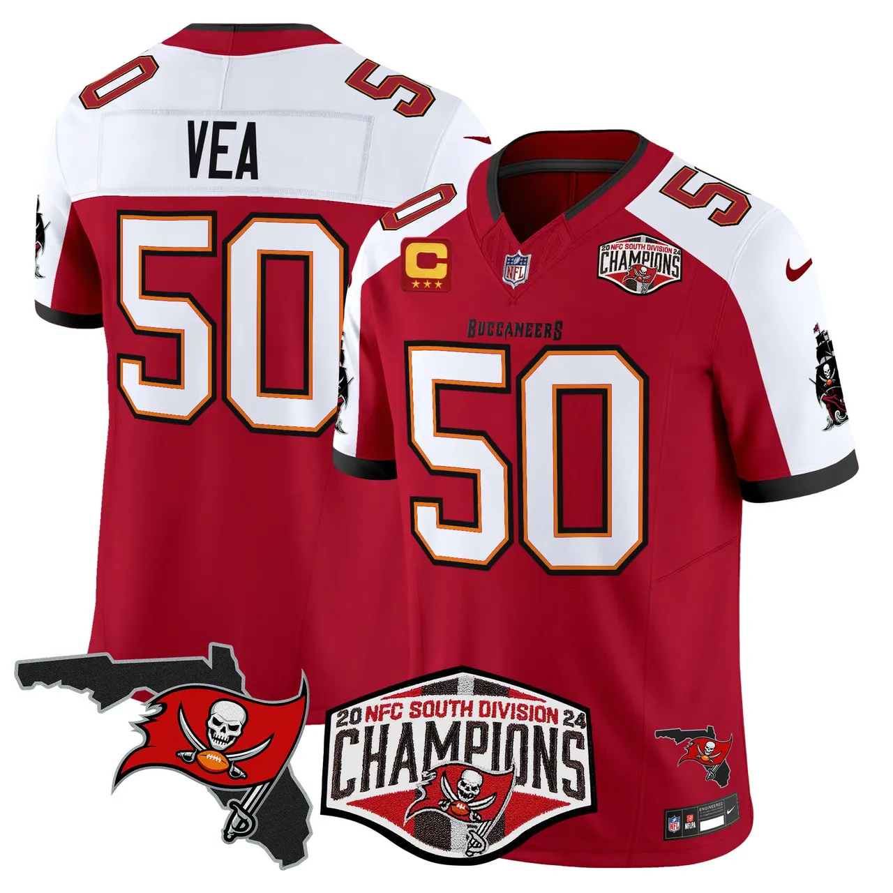 Baker Mayfield Tampa Bay Buccaneers Nike 2024 NFC South Division Champions Patch Vapor Limited Stitched Jersey - Anthracite - Image 12