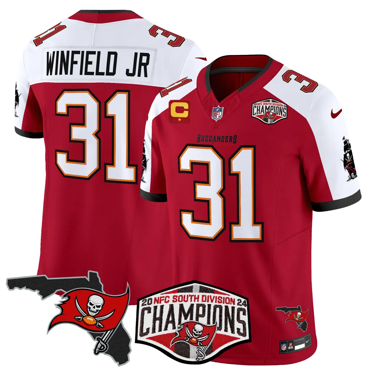 Baker Mayfield Tampa Bay Buccaneers Nike 2024 NFC South Division Champions Patch Vapor Limited Stitched Jersey - Anthracite - Image 13