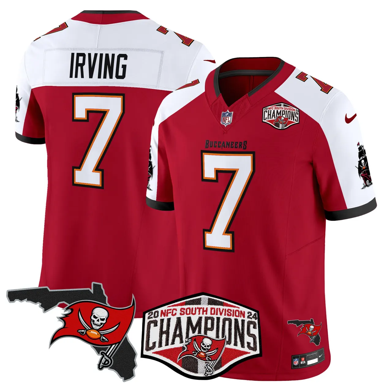 Baker Mayfield Tampa Bay Buccaneers Nike 2024 NFC South Division Champions Patch Vapor Limited Stitched Jersey - Anthracite - Image 14