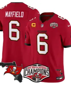 Baker Mayfield Tampa Bay Buccaneers Nike 2024 NFC South Division Champions Patch Vapor Limited Stitched Jersey - Anthracite - Image 15