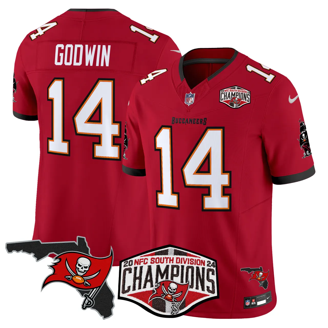 Baker Mayfield Tampa Bay Buccaneers Nike 2024 NFC South Division Champions Patch Vapor Limited Stitched Jersey - Anthracite - Image 18