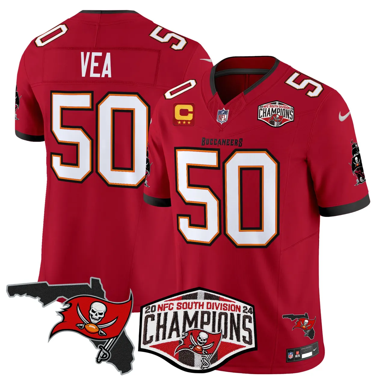 Baker Mayfield Tampa Bay Buccaneers Nike 2024 NFC South Division Champions Patch Vapor Limited Stitched Jersey - Anthracite - Image 19