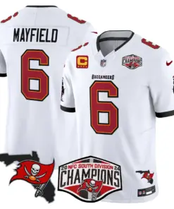 Baker Mayfield Tampa Bay Buccaneers Nike 2024 NFC South Division Champions Patch Vapor Limited Stitched Jersey - Anthracite - Image 22
