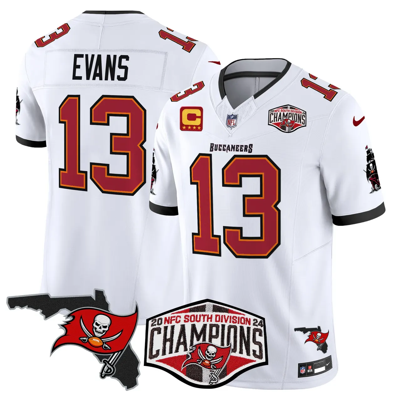 Baker Mayfield Tampa Bay Buccaneers Nike 2024 NFC South Division Champions Patch Vapor Limited Stitched Jersey - Anthracite - Image 24