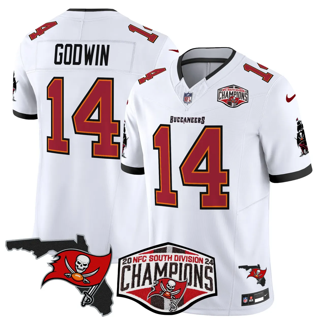 Baker Mayfield Tampa Bay Buccaneers Nike 2024 NFC South Division Champions Patch Vapor Limited Stitched Jersey - Anthracite - Image 25