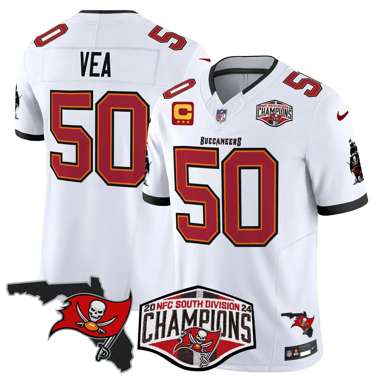 Baker Mayfield Tampa Bay Buccaneers Nike 2024 NFC South Division Champions Patch Vapor Limited Stitched Jersey - Anthracite - Image 26