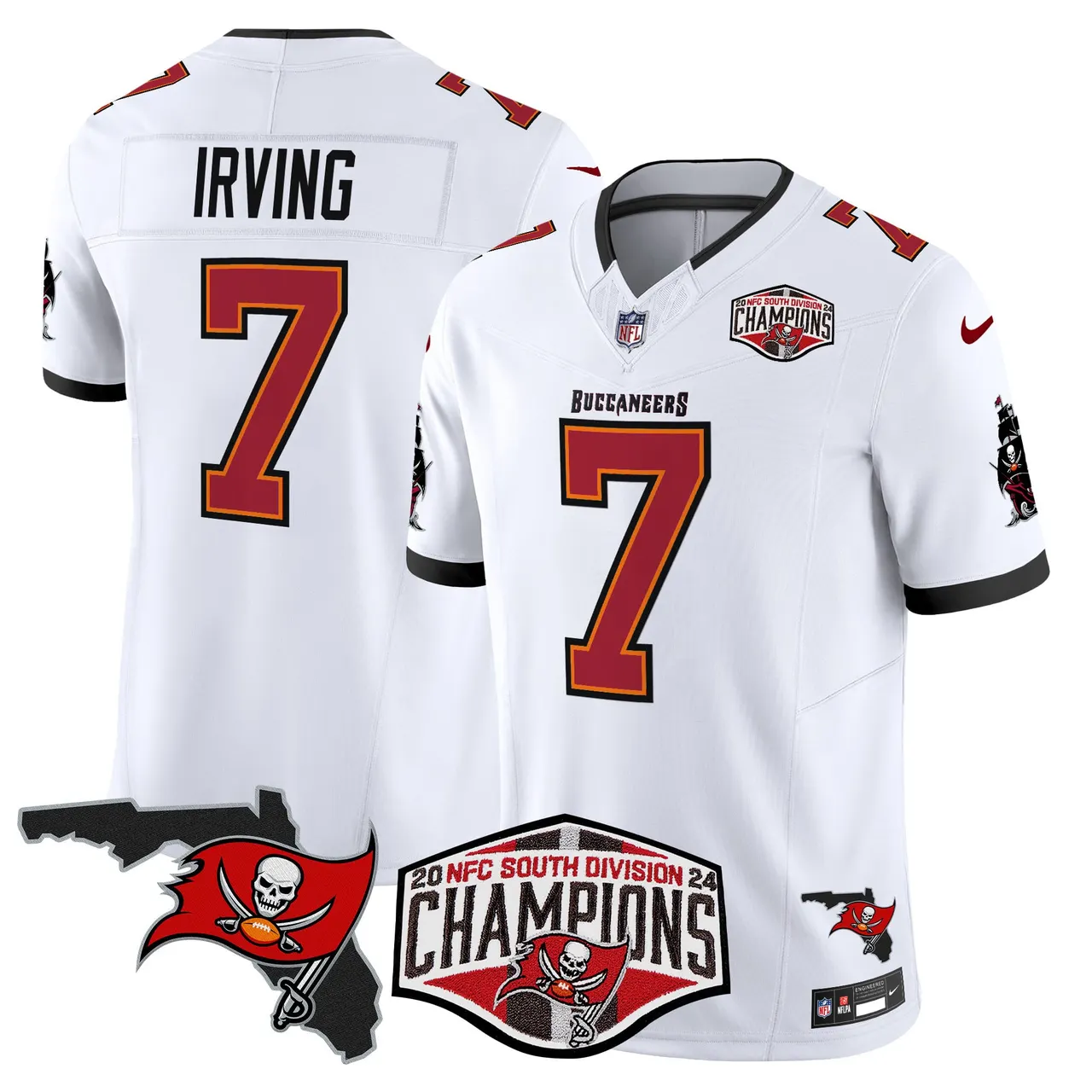 Baker Mayfield Tampa Bay Buccaneers Nike 2024 NFC South Division Champions Patch Vapor Limited Stitched Jersey - Anthracite - Image 28