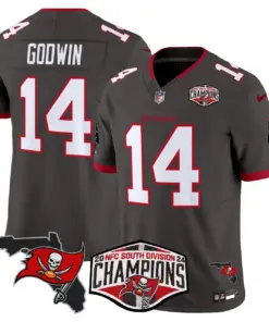 Baker Mayfield Tampa Bay Buccaneers Nike 2024 NFC South Division Champions Patch Vapor Limited Stitched Jersey - Anthracite - Image 32