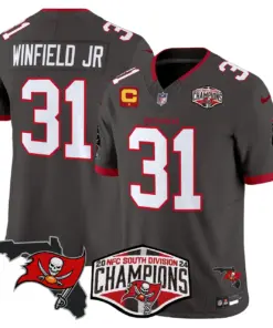 Baker Mayfield Tampa Bay Buccaneers Nike 2024 NFC South Division Champions Patch Vapor Limited Stitched Jersey - Anthracite - Image 34