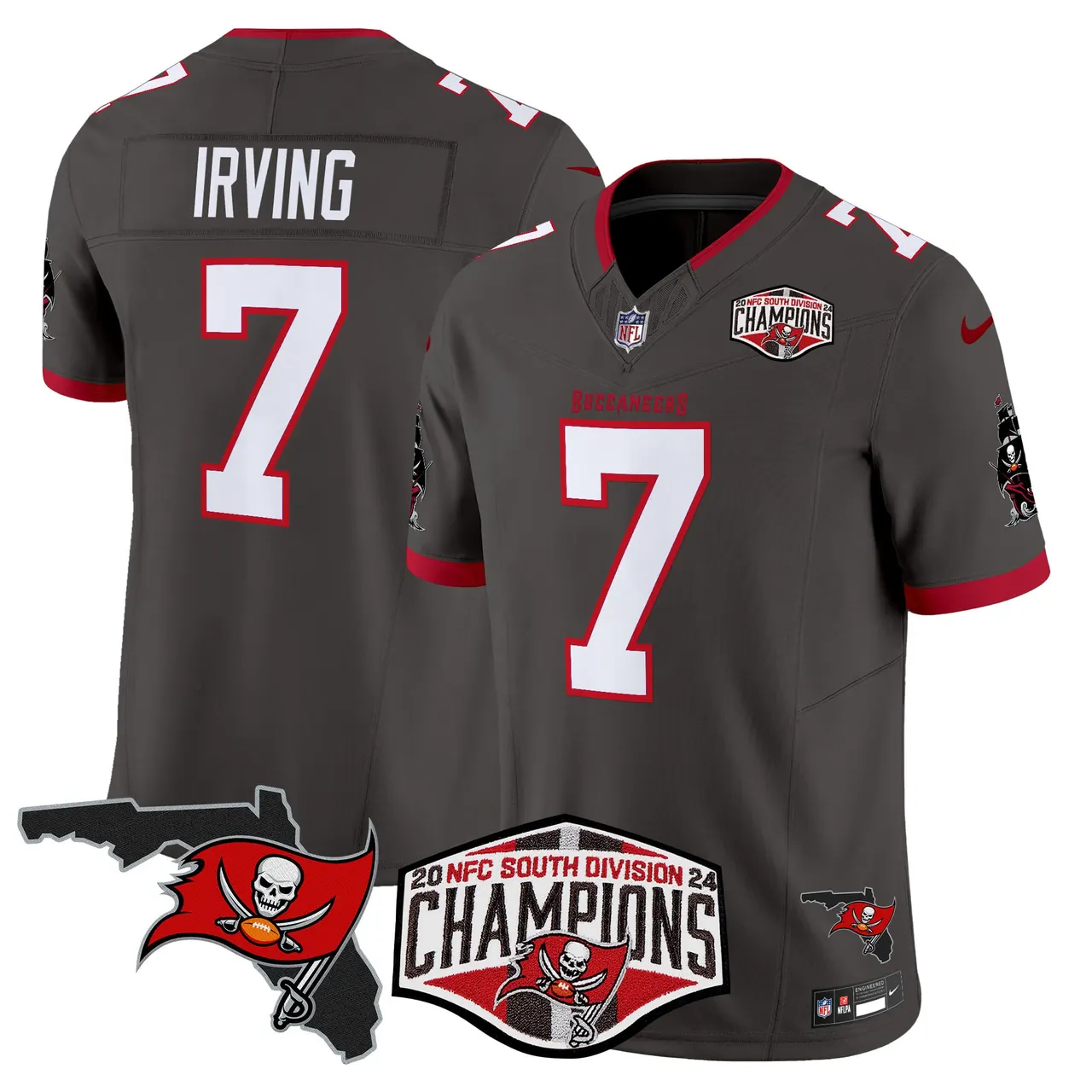 Baker Mayfield Tampa Bay Buccaneers Nike 2024 NFC South Division Champions Patch Vapor Limited Stitched Jersey - Anthracite - Image 35