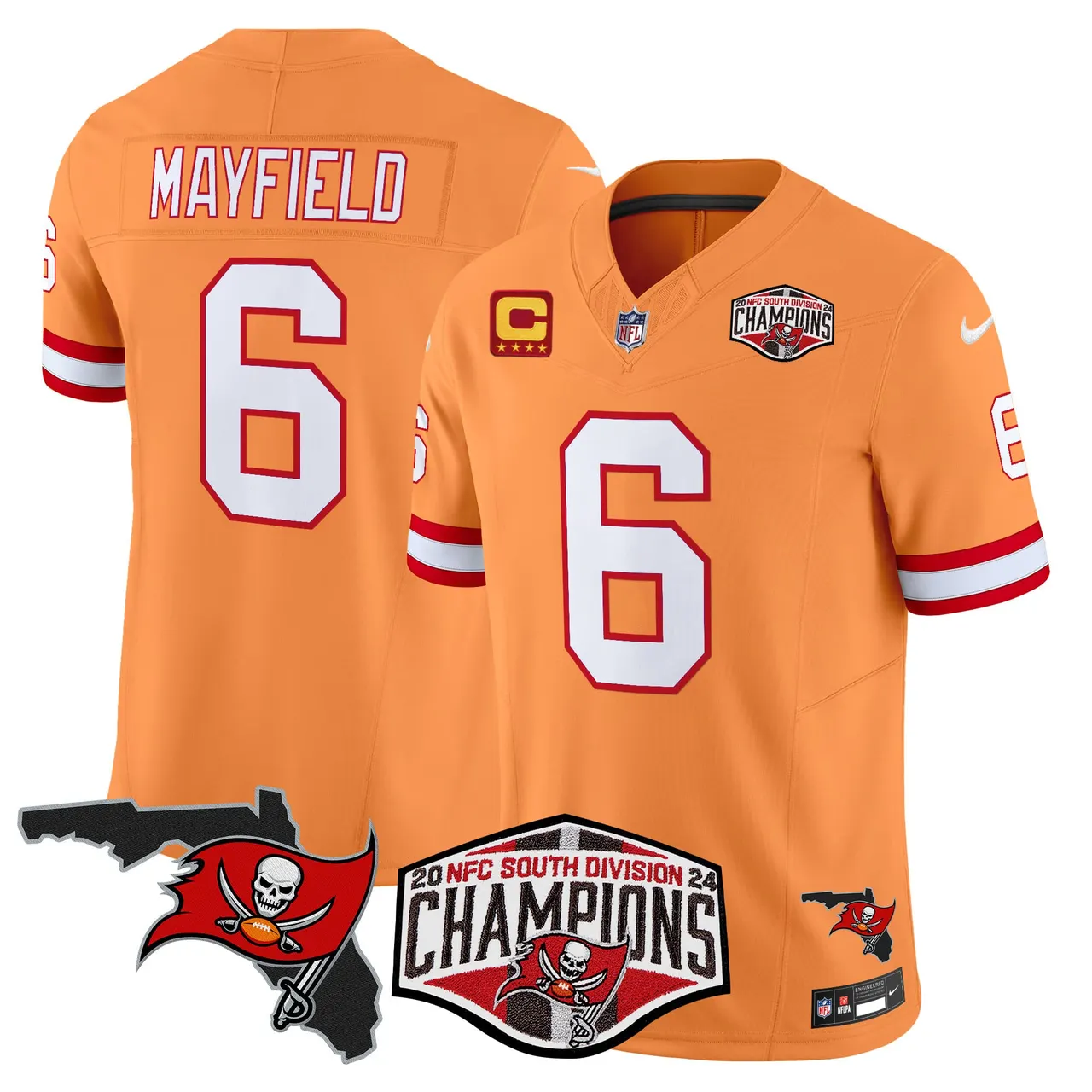 Baker Mayfield Tampa Bay Buccaneers Nike 2024 NFC South Division Champions Patch Vapor Limited Stitched Jersey - Anthracite - Image 36