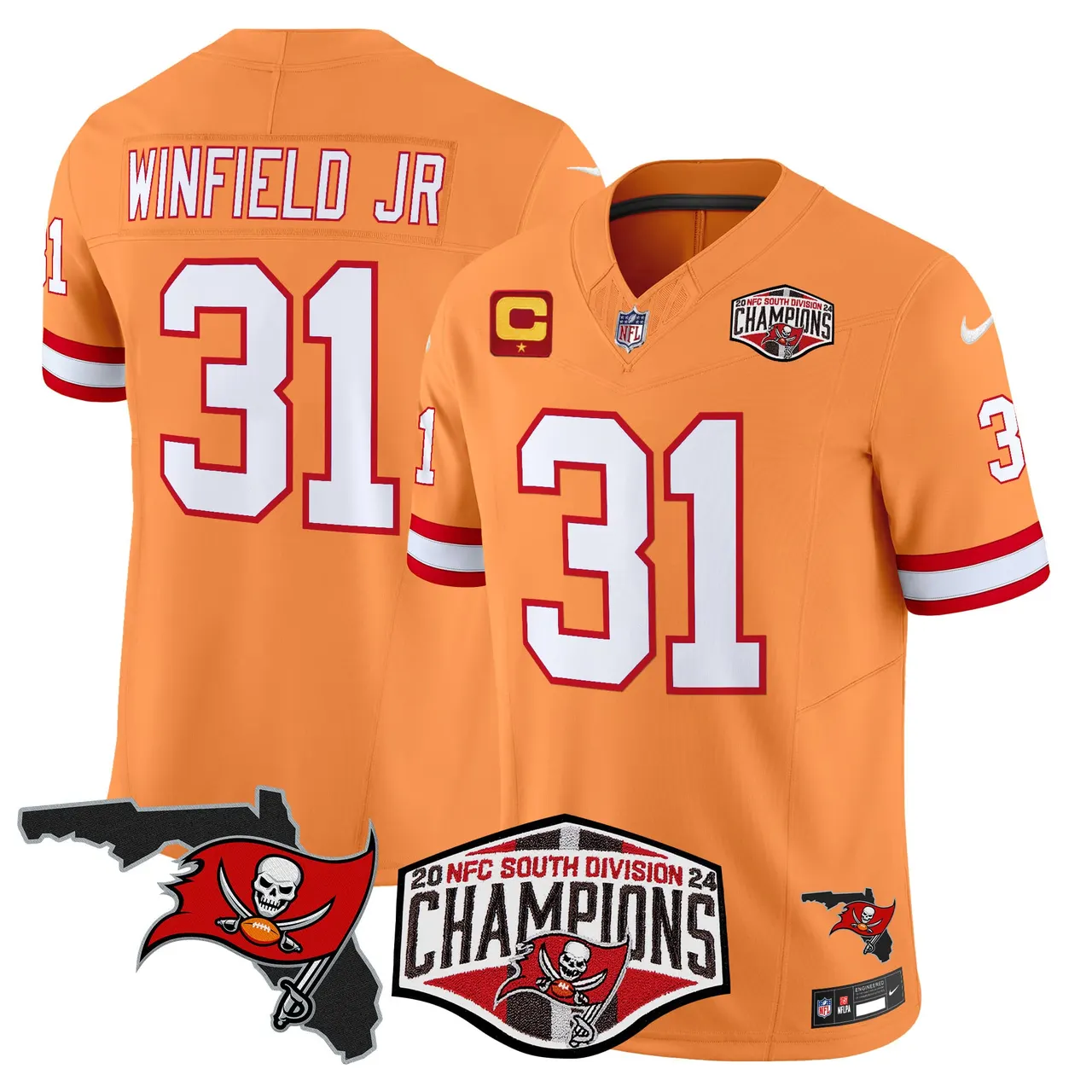 Baker Mayfield Tampa Bay Buccaneers Nike 2024 NFC South Division Champions Patch Vapor Limited Stitched Jersey - Anthracite - Image 41