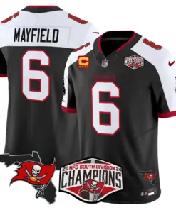 Baker Mayfield Tampa Bay Buccaneers Nike 2024 NFC South Division Champions Patch Vapor Limited Stitched Jersey - Anthracite