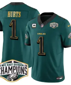 Saquon Barkley Philadelphia Eagles Nike 2024 Gold Trim NFC East Division Champions Vapor Limited Stitched Jersey - Kelly Green - Image 3
