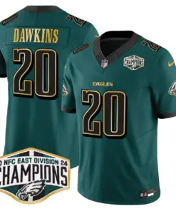 Saquon Barkley Philadelphia Eagles Nike 2024 Gold Trim NFC East Division Champions Vapor Limited Stitched Jersey - Kelly Green - Image 8