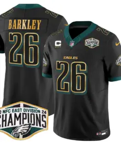 Saquon Barkley Philadelphia Eagles Nike 2024 Gold Trim NFC East Division Champions Vapor Limited Stitched Jersey - Kelly Green - Image 17