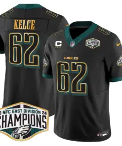 Saquon Barkley Philadelphia Eagles Nike 2024 Gold Trim NFC East Division Champions Vapor Limited Stitched Jersey - Kelly Green - Image 20