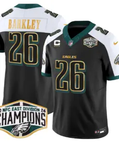Saquon Barkley Philadelphia Eagles Nike 2024 Gold Trim NFC East Division Champions Vapor Limited Stitched Jersey - Kelly Green - Image 33
