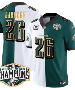 Saquon Barkley Philadelphia Eagles Nike 2024 Gold Trim NFC East Division Champions Vapor Limited Stitched Jersey - Kelly Green - Image 41