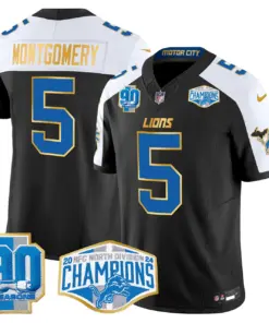 Aidan Hutchinson Detroit Lions Nike Gold Trim 2024 NFC North Division Champions Patch Vapor Limited Stitched Jersey - Royal Blue - Image 5
