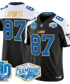 Aidan Hutchinson Detroit Lions Nike Gold Trim 2024 NFC North Division Champions Patch Vapor Limited Stitched Jersey - Royal Blue - Image 7