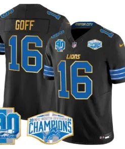 Aidan Hutchinson Detroit Lions Nike Gold Trim 2024 NFC North Division Champions Patch Vapor Limited Stitched Jersey - Royal Blue - Image 10